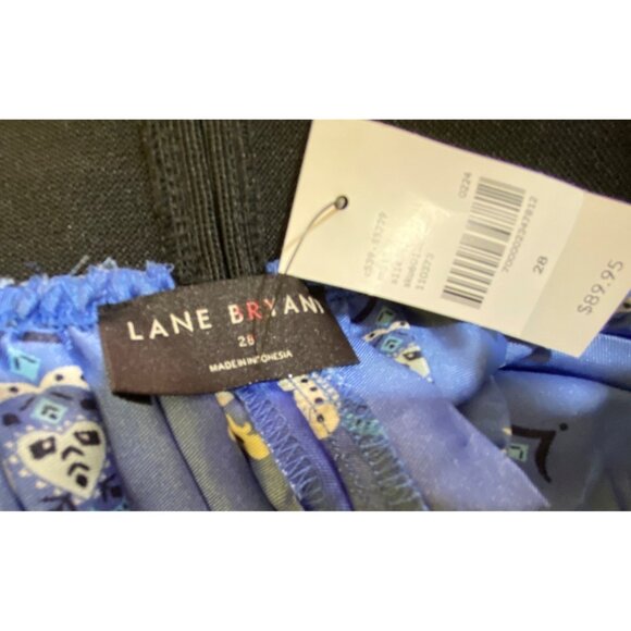 Lane Bryant‎ Blue Paisley Pleated Plus Size 28 Skirt Whimsical Bohemian - Picture 3 of 6